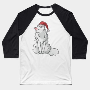 Christmas Cat - White Maine Coon Furball Baseball T-Shirt